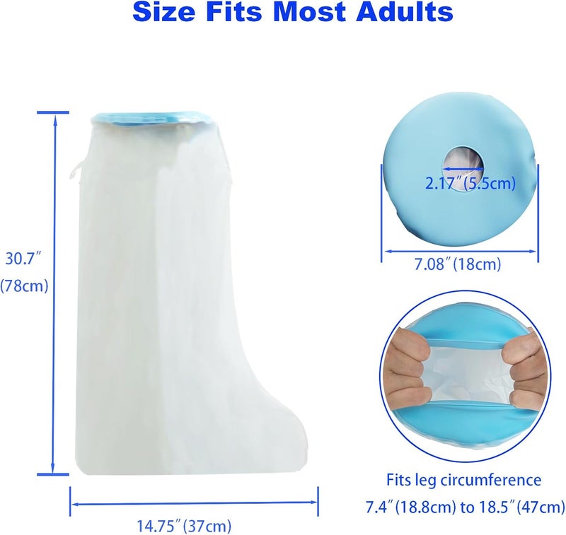 Tideshake Wateproof Cast Covers for Shower Leg Adult, Full Leg Protector Shower Bandage Wound Showering for Broken Knee Foot Ankle Wound Burns Care Supplies, After Surgery Gifts,Reusable(30.7 in. Long) - Image 2